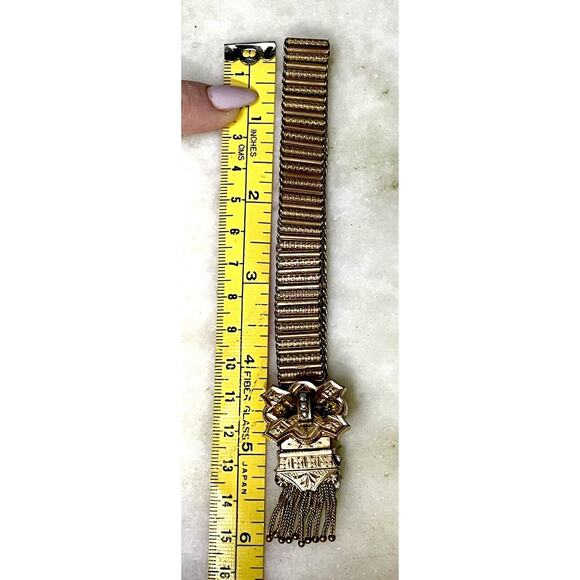 Antique Victorian Etruscan Revival Tassel Slide Bracelet Seed Pearl Gold Filled - Picture 15 of 16